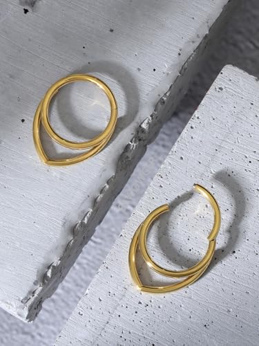16G Titanium Septum Rings Double Septum Jewelry Daith Piercing Jewelry Silver Gold Hinged Segment Helix Clicker Piercing Jewelry 8 mm 10 mm Seamless Ring Hypoallergenic Jewellery for Her - color: Gold, size: 10mm