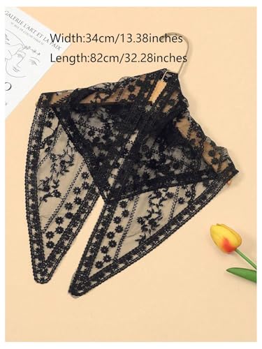 SweatyRocks Women's Floral Embroidery Lace Triangle Hair Scarf Headband Sheer Hair Bandana - color: Black Lace, size: One Size