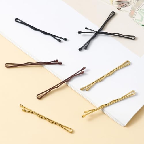 QIUTIMIY 200 Pcs 1.38 Inch Wave-Shaped Bobby Pins Mix Metal Hair Pins Hair Accessories for Women Stylists Hair Sticks Girl - color: Multi-colored, size: Wave-1.38in
