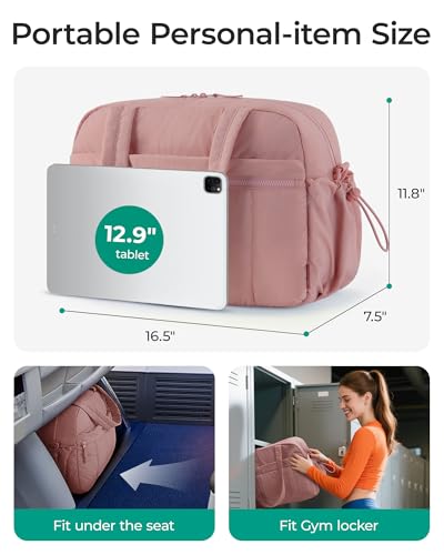 BAGSMART Gym Bag for Women, Duffle Bag for Travel with Wet Pocket, Lightweight Carry on Weekender Duffel, Water Resistant - color: Peach, size: Medium