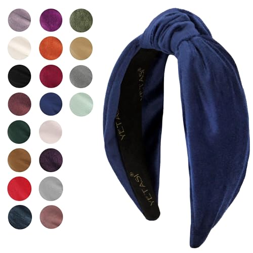 Navy Blue Velvet Headbands Women Girls Trendy, Womens Headbands are Knotted Headband for Women's Hair, Cute Headband Top Knot Fashion Designer - color: Navy Blue