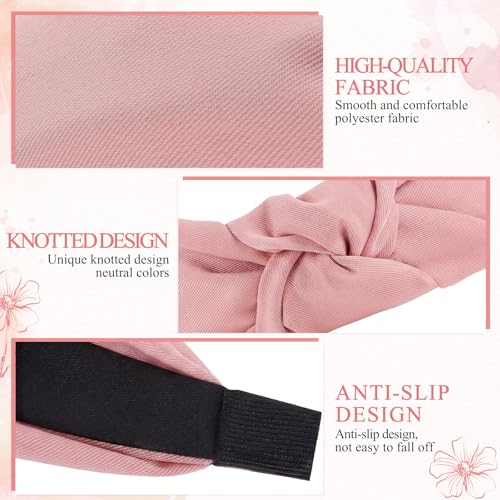 obeoby 8Pcs Knotted Headbands, Non-Slip Fashion Women's Hairbands Teacher Headbands for Women Hair Accessories Gifts for Grandma(Dark Series) - color: black, burgundy, brick red, yellow, blue, pink, khaki, beige