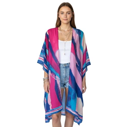 Kimonos for Women Casual Swimsuit Coverup Lightweight Boho Kimono Cardigans for Summer - color: Rz-azure Blush