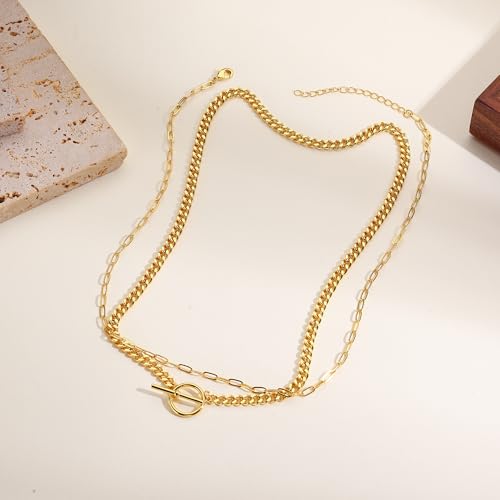 Gold Necklace Stack for Women, Layered Gold Necklaces Set,18K Gold Plated Simple Dainty Gold Chain Choker Necklaces Trendy Jewelry Gifts for Women - color: S04