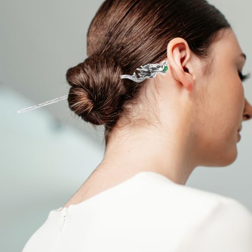 Dragon Hair Chopsticks Dragon Hairpin Vintage Hair up China Headgear Women's Faucet Zinc Alloy Chinese Japanese Chopsticks - color: Silver