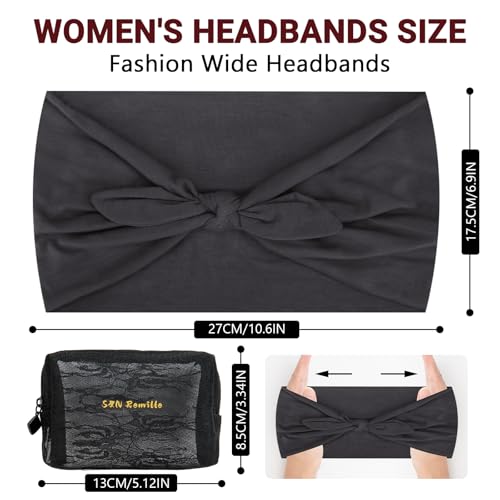 S&N Remille Wide Headbands for Women, Large Hairband, Elastic Non-Slip Headband Twist Knotted Accessories, Yoga Workout Vintage Hair 3 Pack (Multi-colored-4) - color: Multi-colored-4