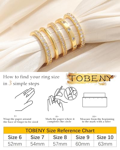 TOBENY Stackable Gold Rings for Women Non Tarnish Dainty 14K Gold Plated Stacking Cubic Zirconia Thumb Ring Set Trendy Statement Promise Wedding Bands Engagement Rings for Women Size 6 7 8 9 10 - color: 03-5Pcs Stacking Rings