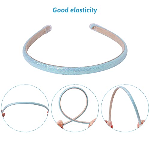 Fishdown Thin Glitter Headbands 6 Pack, Including Gold, Silver, Rose Red, Pink, Blue, Light Blue for Girls and Women, Non-slip Upgraded Sequin Headband with Soft Fabric Cover - color: Color-2