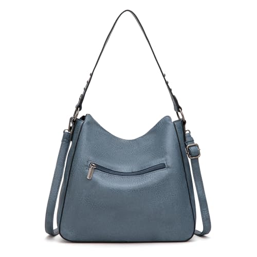 Montana West Hobo Bag for Women Crossbody Purse and Handbags Ladies Chic Shoulder Bags - color: Jean Blue-2pcs Set