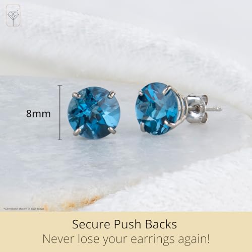 10k Gold 8mm Round Birthstone Stud Earrings for Women by MAX + STONE - color: Amethyst