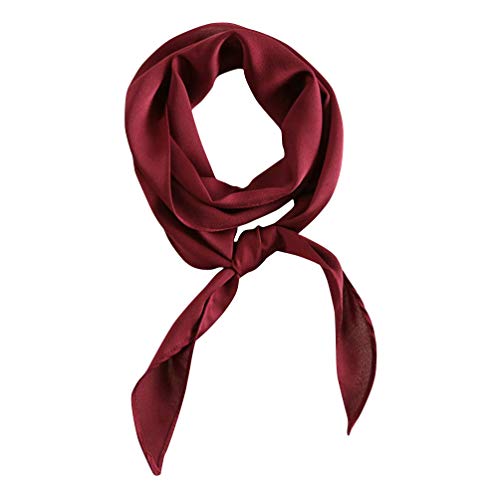 GERINLY Solid Color Long Neckerchief Pure Skinny Scarf Necktie for 50's Costume Party Wedding Cosplay Accessory Headband - color: Wine