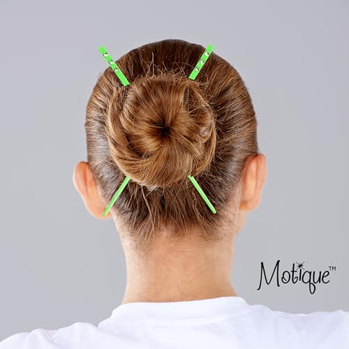 Set of 2 Hair Sticks with 3 Diamonds Chopsticks - Neon Green - color: Neon Green