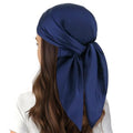 vimate Head Scarf for Women Hair 27'' Square Satin Silk Feeling Bnadana Neck Scarf Handbag Accessories Etc - color: C82#. Navy Blue