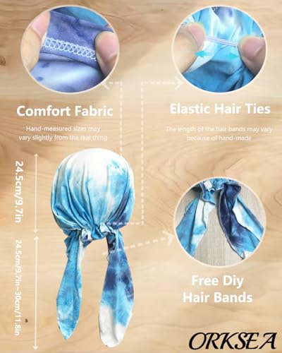Chemo Headwear for Women Pre-Tied Head Scarf Headwraps Soft Turbans Cancer Hats Chemo Beanie Coverings Scarves - color: Blue and Navy