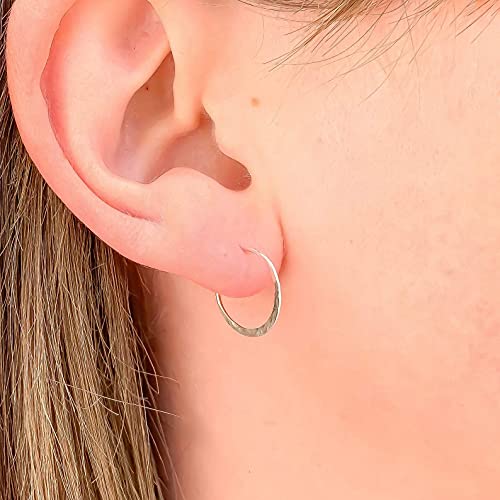 Hoop Earrings for Women, 14K Rose Gold FIlled, 20mm, Hammered Texture, Hoop Earrings Hypoallergenic Sensitive Ears, Hoop Earrings Set, Rose Gold Earrings Nickel Free - size: 15mm