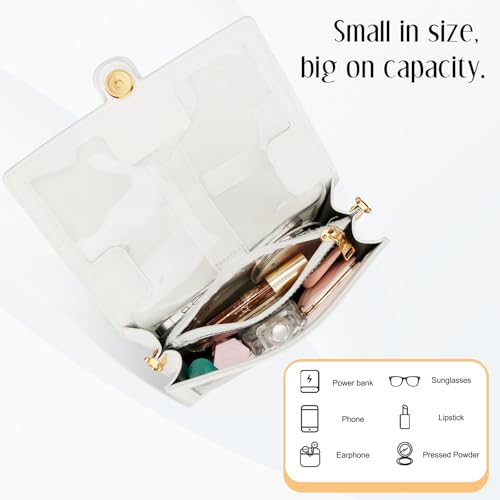 KKXIU Crossbody Bags for Women - Top Handle Purses for Lady, Leather Handbags Shoulder Clutch with Adjustable Shoulder Strap - color: Clear White