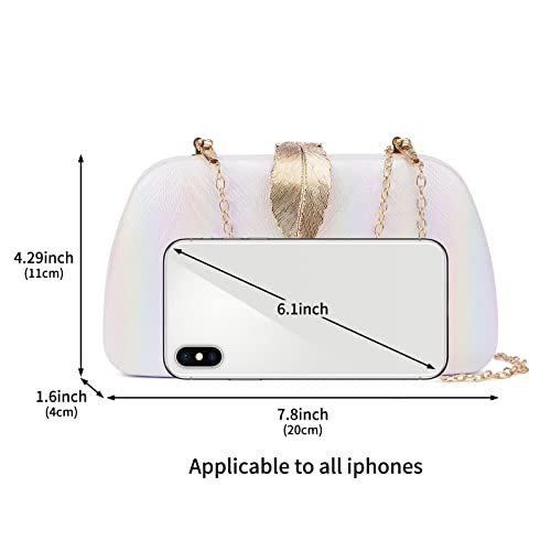 Women Clutch Bag Evening bag Fringed Evening Handbag,Lady Party Wedding Clutch Purse Chain Shoulder Cross Body Bag - color: White Gradient