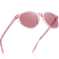 DUCO Women's Trendy Retro Round Acetate Polarized Sunglasses, UV400 99% Glare Block, Lightweight for Daily & Outdoor - color: 7. Pink Frame Purple Lens