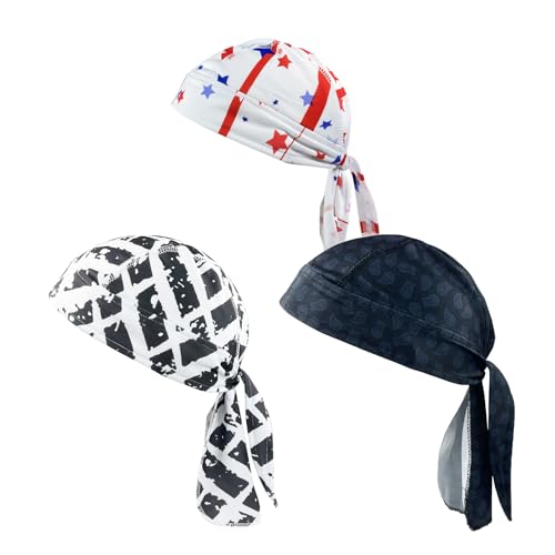 PURFUN Men Women Breathable Cycling Bandana Headscarf Adjustable Sweat Wicking Quick Dry Mesh Head Scarf Wrap Liner Skull Cap - color: 3pcs/White+grey+black
