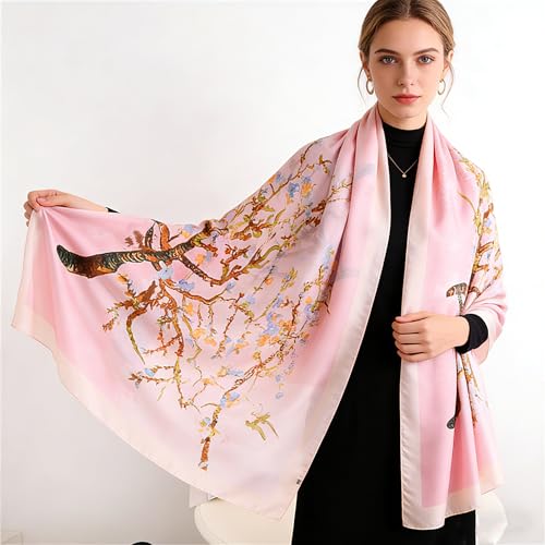 Silk Scarf Mulberry Silk Fashion Scarves Long Lightweight Shawl Wrap … - color: W15
