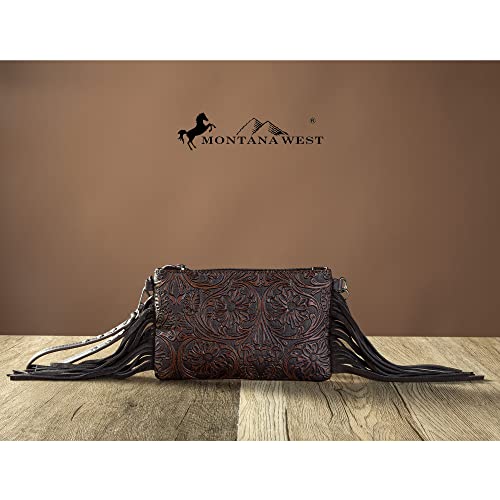 Montana West Western Purse for Women Crossbody Bag Wristlet Clutch Purse - color: A3 Coffee