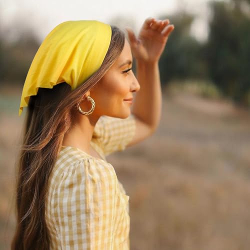 WOVOWOVO 8 Pcs Hair Scarf Headband for Women Girls Non Slip Elastic Boho Triangle Head Scarf Bandana - color: Dry Leaf Gold