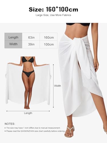 QIANXIZHAN Women's Swimsuit Cover Up,Beach Sarong Wrap Bottom Coverup for Women Short Skirt - color: 1white