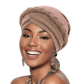 DRESHOW Turban Pre-Tied Twisted Hat Thread African Head Wraps for Black Women Chemo Cancer Cap Braid Hair Cover - color: 1 Pack Twisted Braid: Light Coffee