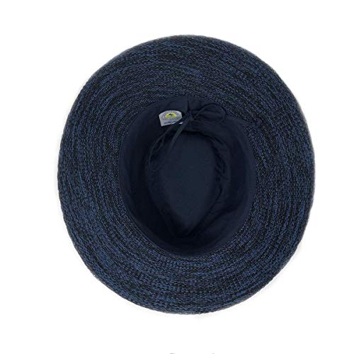 Wallaroo Hat Company Women's Victoria Fedora – UPF 50+ UV Protection, Wide Brim, Packable & Adjustable Sun Hat - color: Mixed Navy, size: Medium