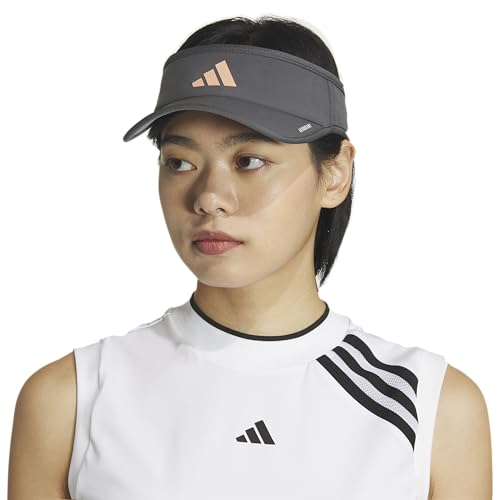 adidas Women's Superlite Visor – Lightweight Moisture-Wicking Running Tennis Hat - color: Grey Six/Rose Gold/3