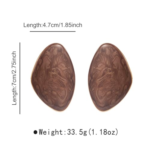 Statement Earrings for Women Big Earrings Large Statement Earrings Chunky Irregular Geometric Drop Dangle Earrings Oval Round Pebble Shape Earrings Chunky Jewelry - style: Brown