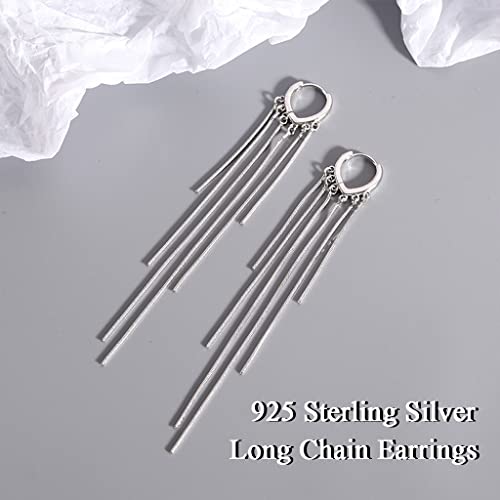Sterling Silver Women's Tassel Earrings | 925 Silver Chandelier Threading Long Gold Dangle Earrings