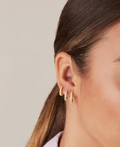 Cocadant 6 Pairs 925 Sterling Silver Small Hoop Earrings for Women,14k Real Gold Hypoallergenic Tiny Cubic Zirconia Cartilage Huggie Earring Sets for Multiple Piercing Trendy Jewelry 8/10/12mm - color: 6Pairs Gold,8mm 10mm 12mm