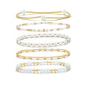 Dainty Gold Plated Pearl Crystal Beaded Bracelets Set for Women 14K Gold Plated Bead Pearl Beads Bracelet Stackable Paperclip Link Chain Bracelets Gold Plated Bracelets for Women Trendy Jewelry - color: Style4-gold bracelets set2