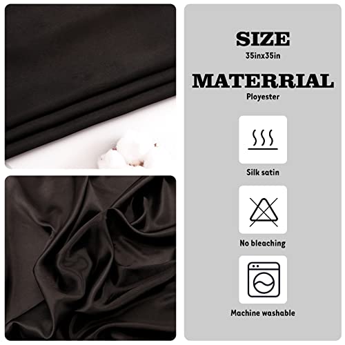 NZKNP Silk-Like Head Scarf - Women's Bandana Wraps - color: 13-black, size: 35"*35"