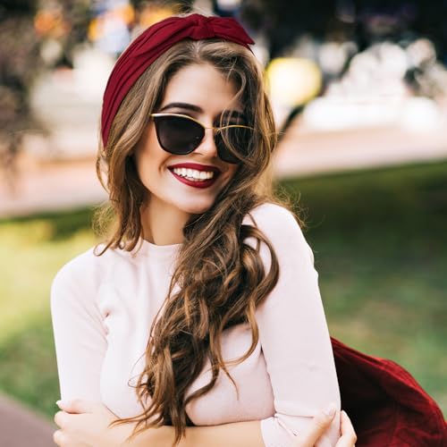 S&N Remille Wide Headbands for Women, Large Hairband, Elastic Non-Slip Headband Twist Knotted Accessories, Yoga Workout Vintage Hair 3 Pack (Multi-colored-4) - color: Multi-colored-4