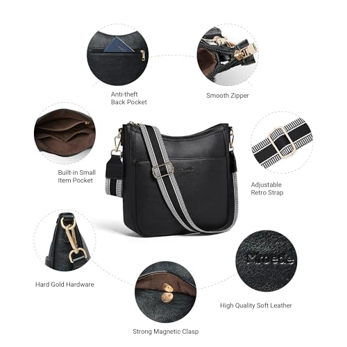 Crossbody Bags for Women Crossbody Purse for Women Vegan Leather Hobo Purses Shoulder Handbags for Daily Travel Work - color: 3-1 Black