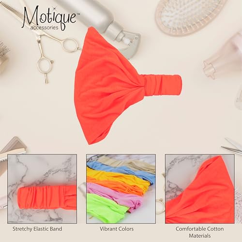 Motique Accessories Wide Cotton Head Band Solid Boho Yoga Style Soft Hairband for Women (Coral) - color: Coral