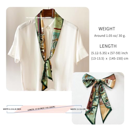 Hair Head Neck Bag Long Scarf Versatile Wrap for Women Soft & Lightweight for Everyday Chic - color: 116 Horse Green 5.12 X 59 Inch