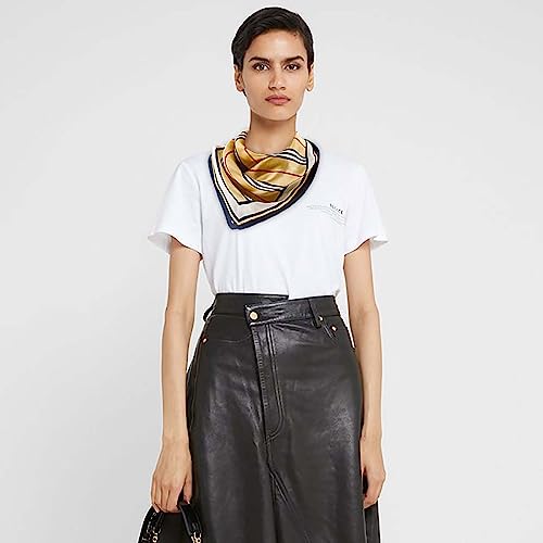 Ciormis 100% Mulberry Silk Scarf-Women's 21''/27''Square Silk Hair Head Scarf Neckerchief with Gift Packaged - color: 21''x 21''-style 01-khaki Stripe