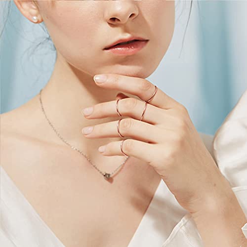 MILACOLATO 1mm Stainless Steel Stacking Rings for Women | Thin 14K Gold Plated Band Rings | Stackable Knuckle Rings Thumb Pinky Midi Rings | Comfort-Fit Size 3/4/5/6/7/8/9 - color: 14pcs Silver&Rose-Gold Tone