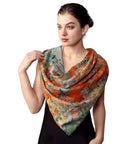 PoeticEHome Cashmere Scarf Wrap 36"x36" - Featherlight & Wrinkle-Free Artistic Square Shawl for Travel & Office, Gift Ready - color: Island Garden - 36"