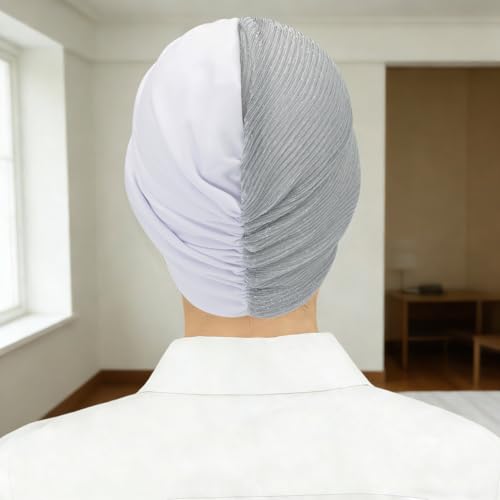 XYIYI Chemo Headwear Turban for Women, Cancer Patients Head Wrap Cover Hat for Hair Loss - color: White