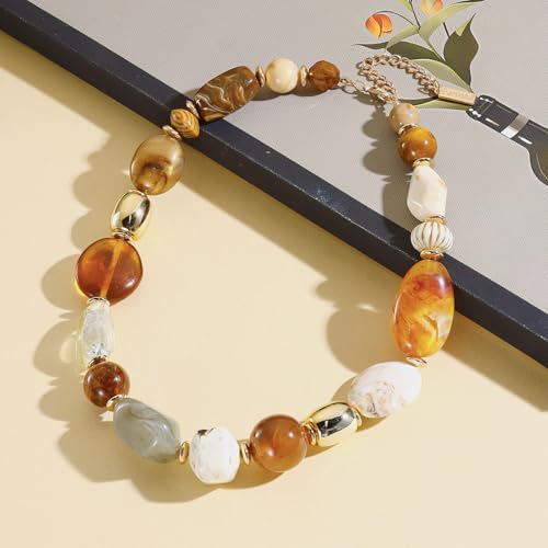 Beaded Choker Chunky Necklace for Women Statement Charm Necklace for Party Festive Vacation Gift