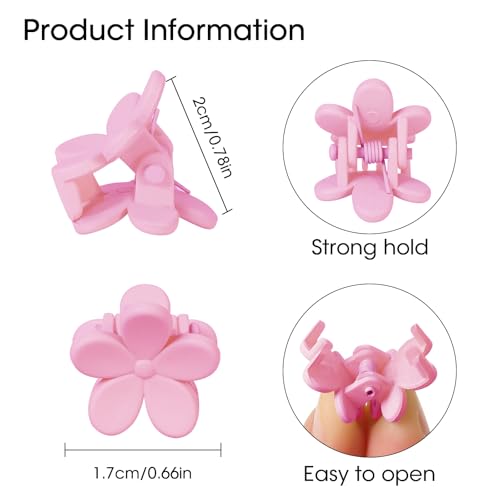 Mini Flower Hair Clips 100Pcs, Small Hair Clips Mini Claw Clips Cute Jaw Clips Hair Pins Hair Barrettes Hair Accessories for Women Girls Kids Teens - color: Pink