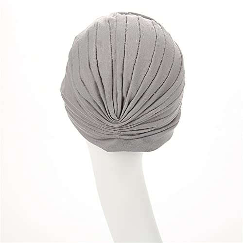 beauty YFJH Women's Cotton Turban Head Wrap Cancer Chemo Beanies Cap Headwear Cap Bonnet Hair Loss Hat - color: Black Gray