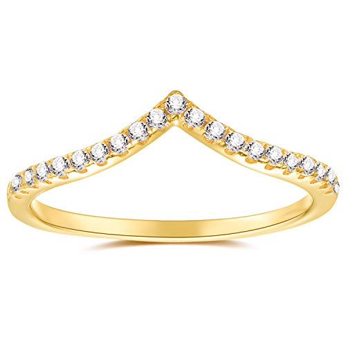 espere Pointed V Shaped Chevron 925 Sterling Silver Ring - color: Yellow Gold