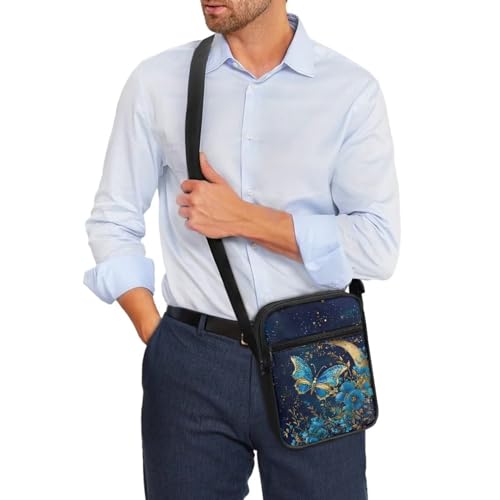 Womens Crossbody Bag Cell Phone Purse Wallet Small Shoulder Handbag for Workout Travel Gym - color: Butterfly Moon