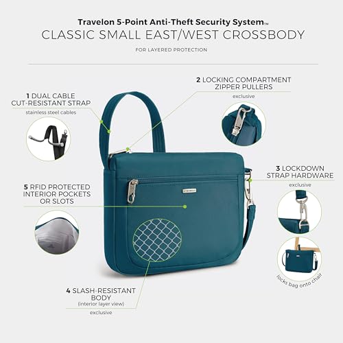 Travelon Anti-Theft Classic Small East/West Crossbody - color: Teal