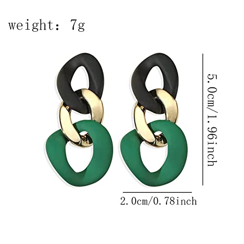 Charm Elegant Hollow Color Chain Acrylic Geometric Temperament Dangle Drop Earrings Bohemian Minimalist Hypoallergenic Jewelry Gift - color: Black Green earrings